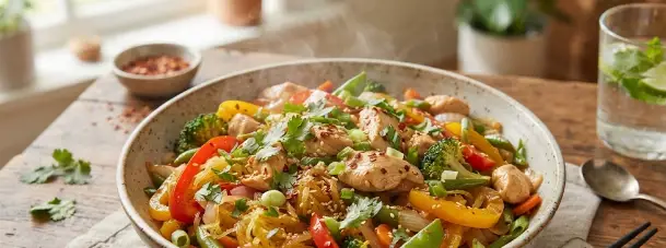 Spaghetti Squash Stir-Fry with Chicken & Veggies: A Lower-Carb, Diabetes-Friendly Meal