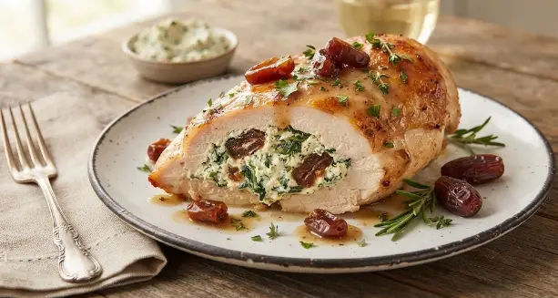 Stuffed Chicken Breast with California Dates, Spinach, & Herbed Ricotta