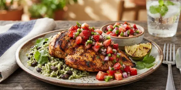 Strawberry-Jalapeño Salsa Over Grilled Chicken