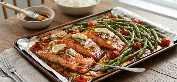 Sweet & Tangy Salmon with Green Beans