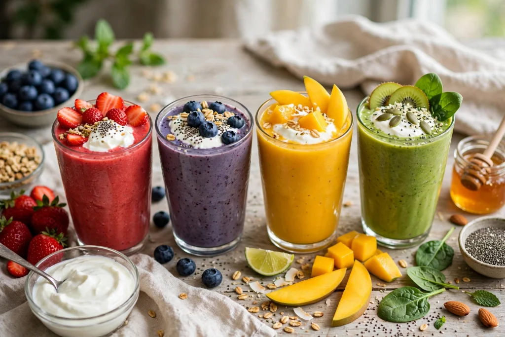 4 Easy Greek Yogurt Smoothies with 6 Flavors