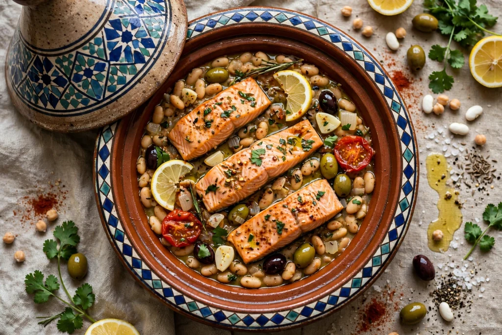 Mediterranean Salmon & White Bean Tagine