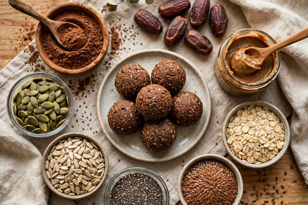 Iron-Rich Seed and Cocoa Energy Bites for Pregnancy