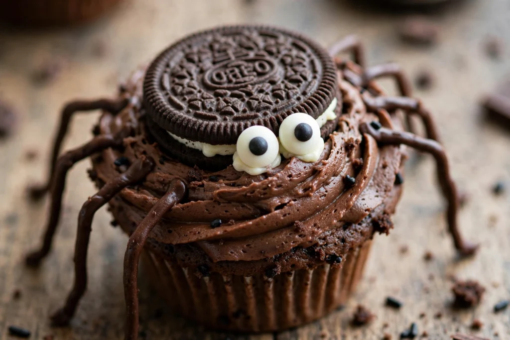 No-Bake Oreo Spider Cupcakes for a Kids Party