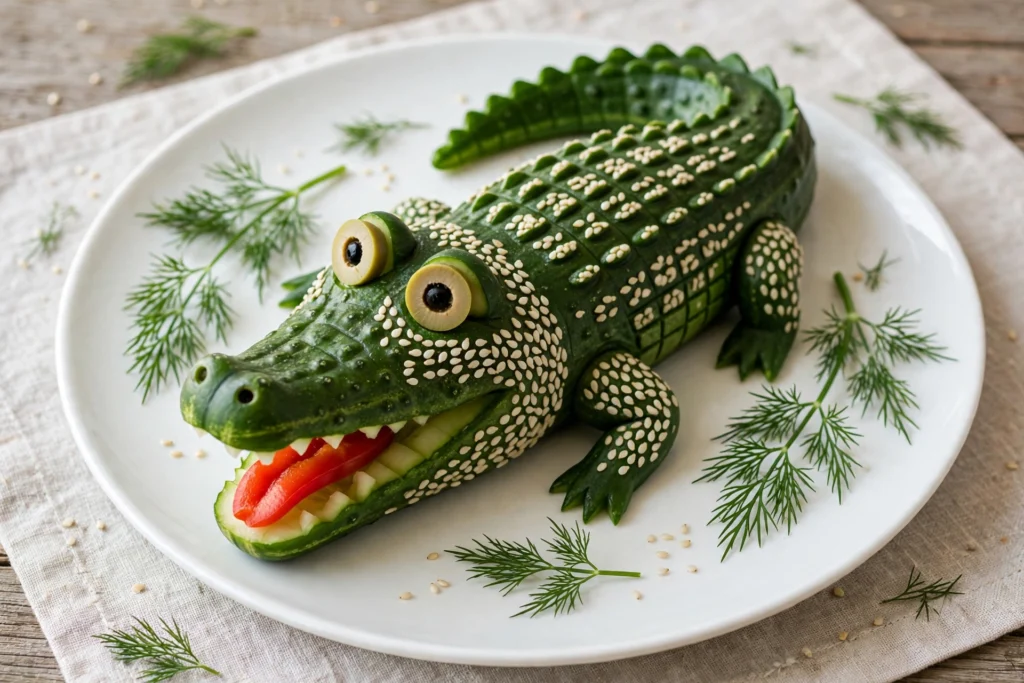 Cucumber Crocodile Food Art